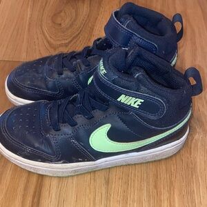 Nike Kids Navy High-Top Sneakers with Mint Swoosh